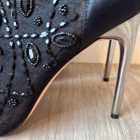 BCBMAXAZRIA 10 Deedie Lace Mesh Peep Toe Booties Stilettos - Picture 4 of 8